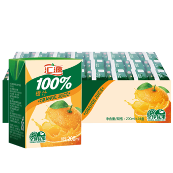 汇源果汁 浓缩纯橙汁200ml*24盒