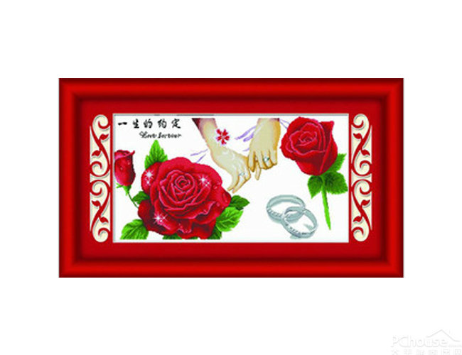 玫瑰花戒指牵手十字绣12245