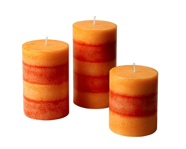兰迪 香味块状蜡烛，3件套, 橙色