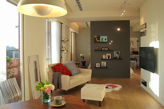 49.5平北欧现代风格小户型客厅装修效果图2014图片