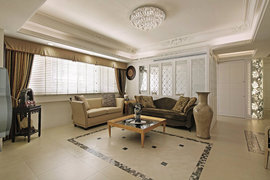 138平方米新古典客厅沙发背景墙窗帘装修效果图