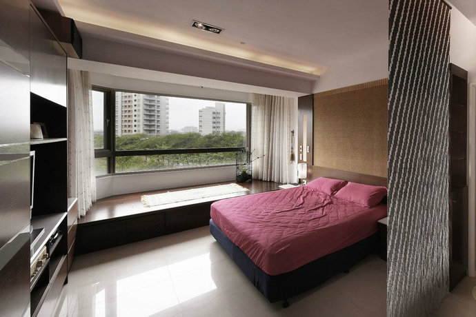  148平方米现代中式卧室飘窗台面装修效果图