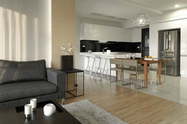  125平现代四居室客厅餐厅装修效果图2014图片
