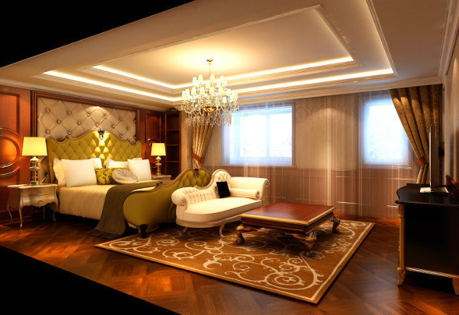 二层欧式风格别墅卧室装修效果图2014图片