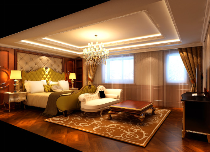 二层欧式风格别墅卧室装修效果图