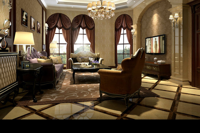 现代美式风格别墅客厅装修效果图