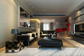 现代时尚三居室客厅装修效果图2014图片