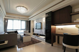 66平米新古典风格单身公寓客厅天花板装修效果图