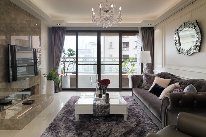 38平米新古典风格两居室客厅装修效果图2014图片
