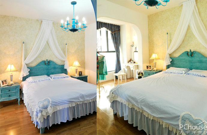 现代地中海风家居四居室卧室装修效果图2014图片