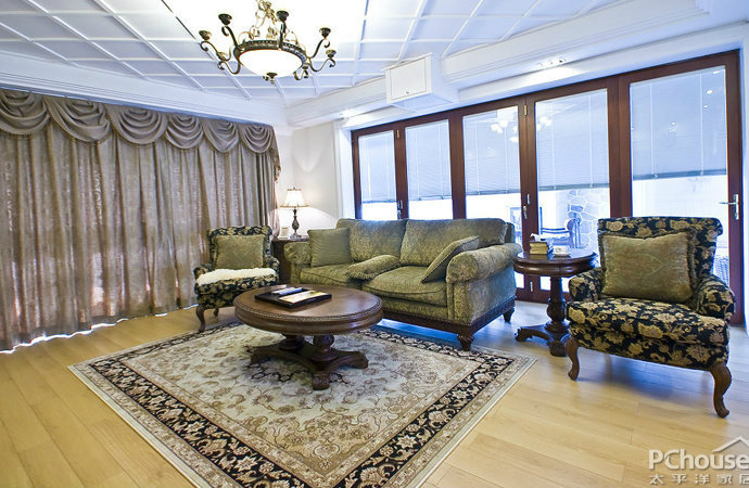 美式风格三居室客厅装修效果图2014图片