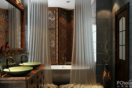 中式古典主义四居室卫浴间装修效果图2014图片