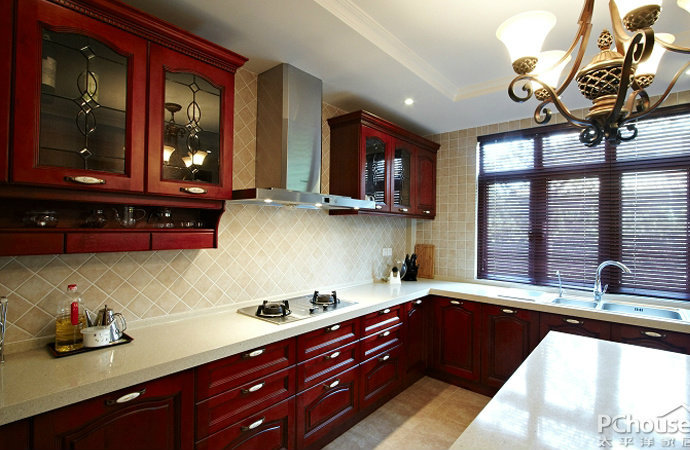 现代新中式三居室厨房装修效果图