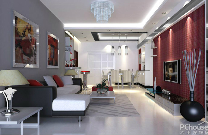 东莞现代二居室客厅装修效果图2014图片