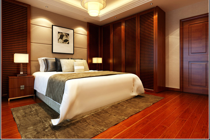 中式风格三居室卧室装修效果图2014图片