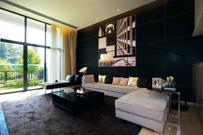 400平后现代风格联排别墅客厅装修效果图2014图片