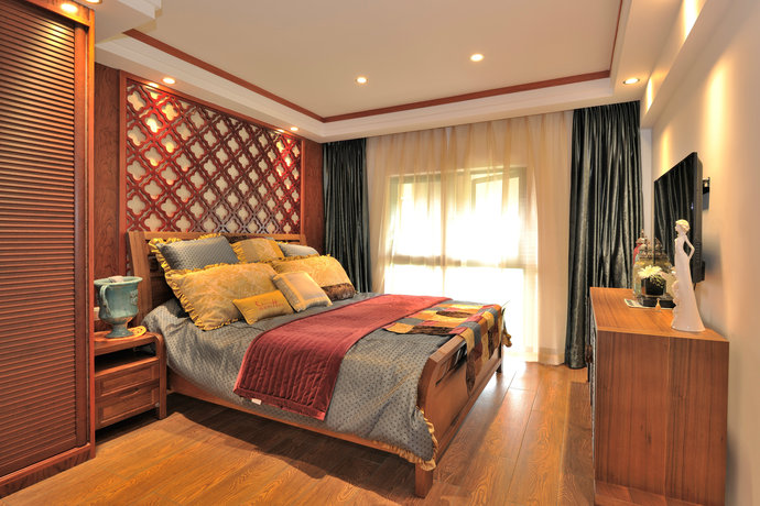 160平东南亚风格复式住宅卧室装修效果图