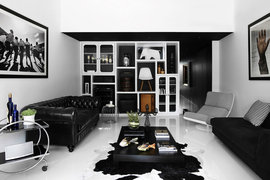 现代黑白复古别墅客厅装修效果图2014图片
