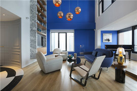 现代蓝色风格公寓装修效果图