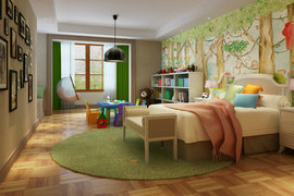 现代东南亚风格小户型儿童房装修效果图