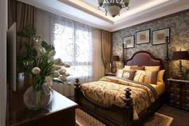 美式风格低调奢华别墅公寓卧室装修效果图
