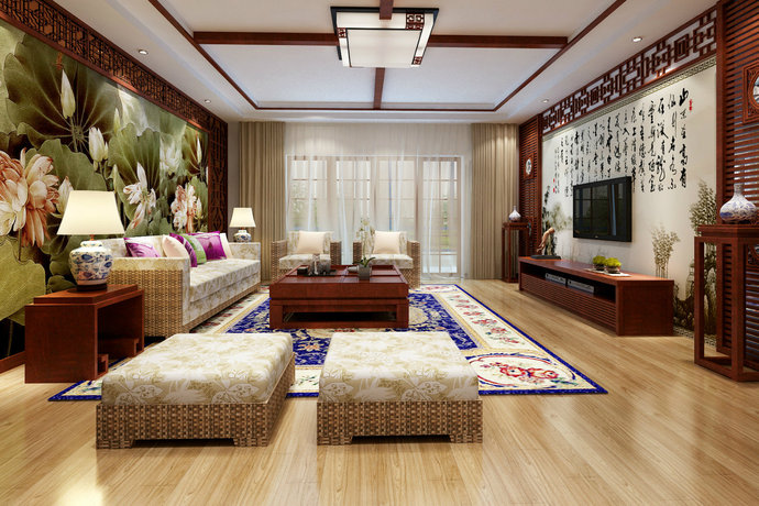 中式复古古典家居客厅装修效果图