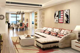 现代美式简约风格客厅装饰设计效果图