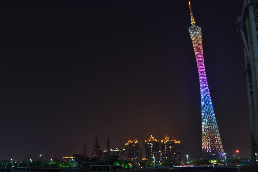 試鏡18-140,廣州海心沙音樂噴泉,小蠻腰夜景