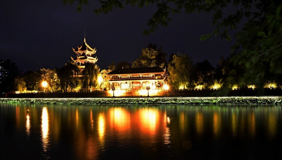 成都望江公园夜景图片