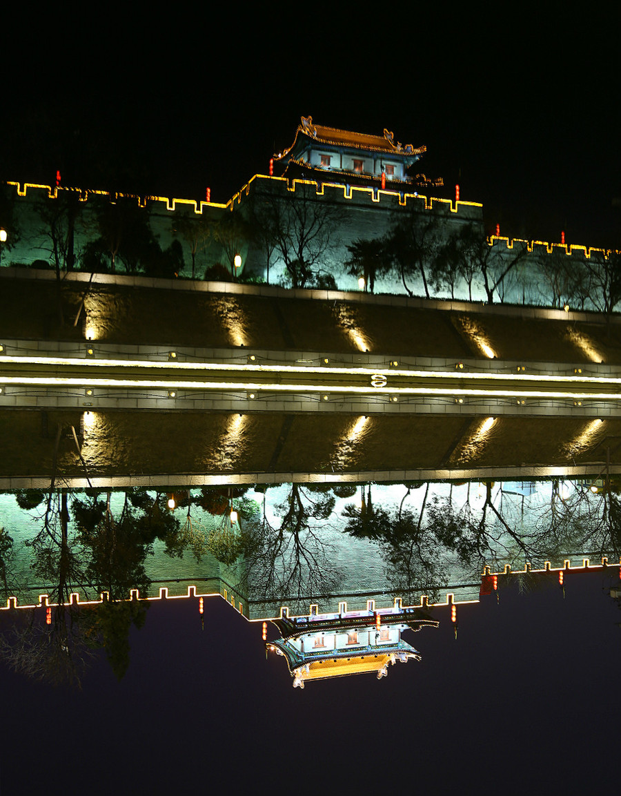 北京护城河夜景图片