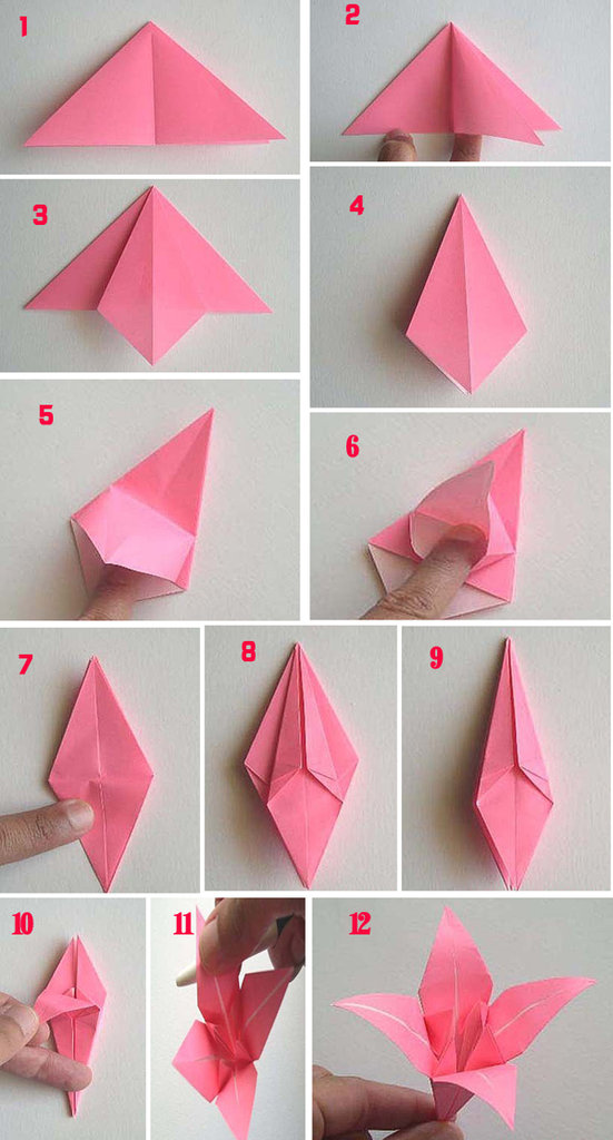 百合花折纸简单图片