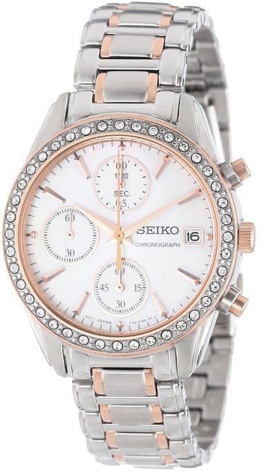 Seiko 精工珍珠贝母三眼计时水晶女表135 47美元约 832 聚超值