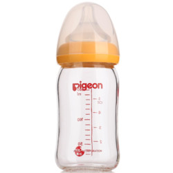 贝亲(Pigeon) 奶瓶 玻璃奶瓶 新生儿 宽口径玻璃奶瓶 婴儿奶瓶 160ml（黄色瓶盖）AA73 自然实感SS码奶嘴 *3件