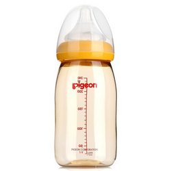 贝亲(Pigeon) 奶瓶 PPSU奶瓶 新生儿 宽口径PPSU奶瓶 婴儿奶瓶 240ml(黄色瓶盖) AA94 自然实感L码奶嘴 *2件
