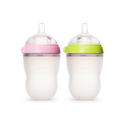 comotomo 可么多么 宽口径硅胶奶瓶 250ml 粉色+绿色两支装