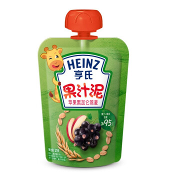 PLUS会员：Heinz 亨氏 儿童果汁泥 苹果黑加仑燕麦味 120g
