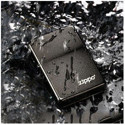 ZIPPO 之宝 zippo打火机 之宝标志经典镀铬黑磨砂 男士礼物 情人节礼盒