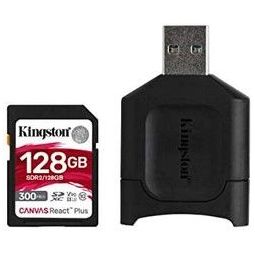 Kingston 金士顿 MLPR2/128GB SD 卡 + 读卡器 (128 GB SDXC React Plus SDR2 + MLP SD 读卡器)