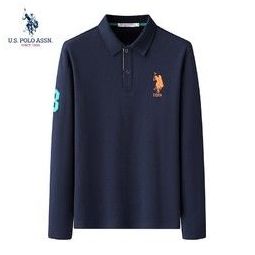 U.S. POLO ASSN. 美国马球协会 polo衫男长袖翻领纯色棉