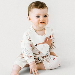 EMXEE 嫚熙 森呼吸系列 宝宝棉莫连身衣 纳维亚森林 无口水巾