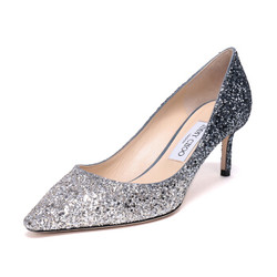 JIMMY CHOO 周仰杰 女士闪光面料高跟鞋银蓝色渐变 ROMY 60 BRE 173 SILVER DUSK BLUE 37码