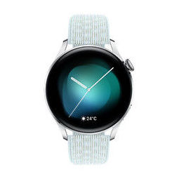 HUAWEI 华为 WATCH 3 时尚款 eSIM智能手表 46.2mm 银色不锈钢表壳 蓝灰色织布表带（GPS、血氧）