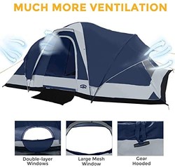 Pacific Pass 露营帐篷 8人圆顶帐篷 带隔板遮阳篷 可拆卸防雨罩‎