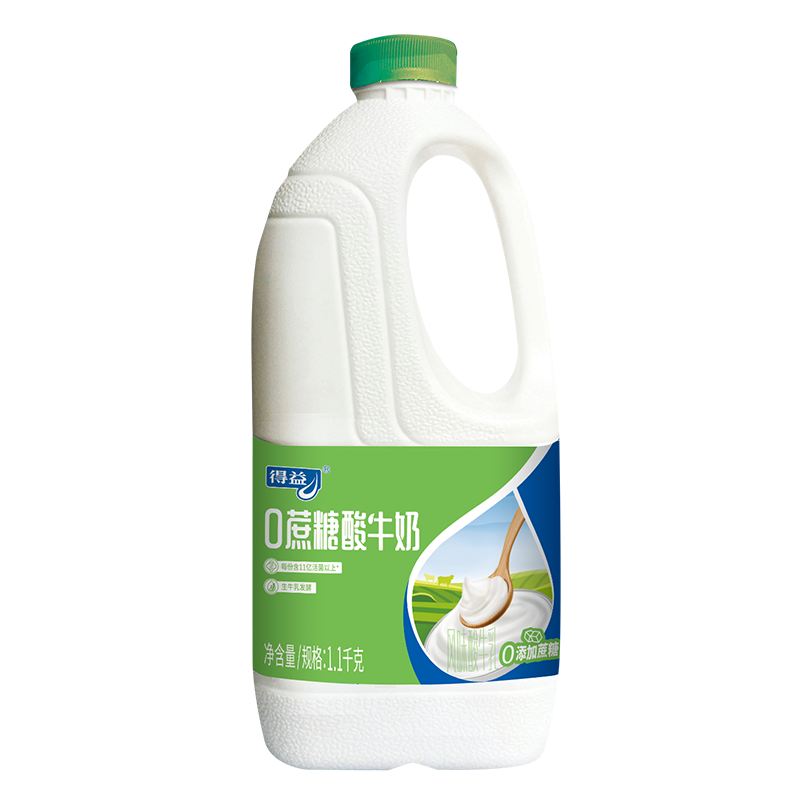 得益0蔗糖大桶酸奶桶装1.1kg/桶无蔗糖风味酸牛奶生牛乳低温酸奶