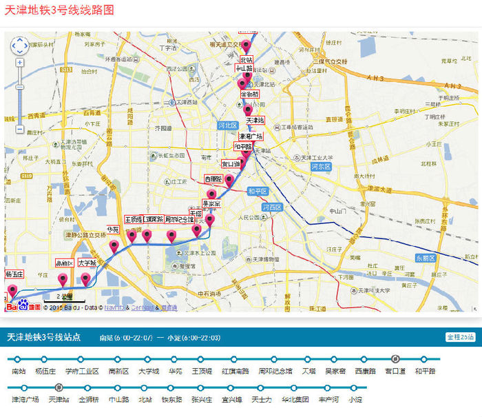 天津地鐵3號線線路圖