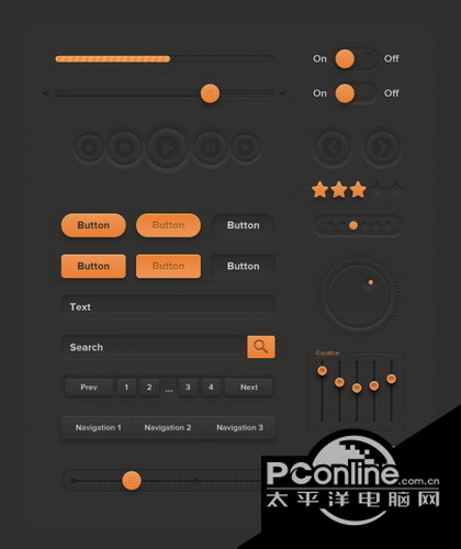 橙色UI工具包PSD设计 正式版