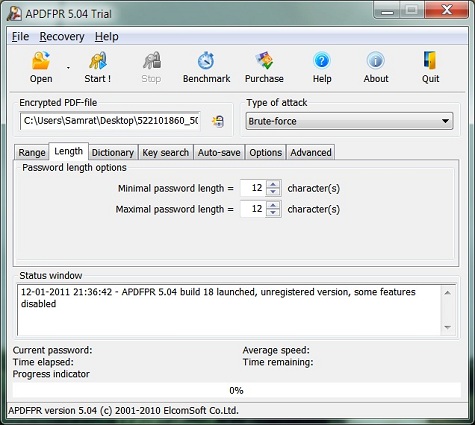elcomsoft advanced pdf password recovery v5.0 professional