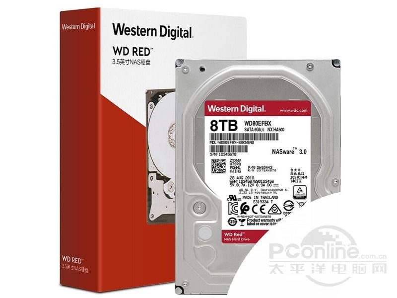 西部数据红盘Plus 8TB 7200转 256MB SATA3(WD80EFBX)主图