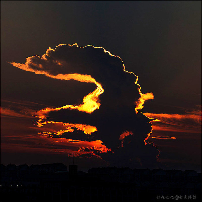 火烧云像狮子图片