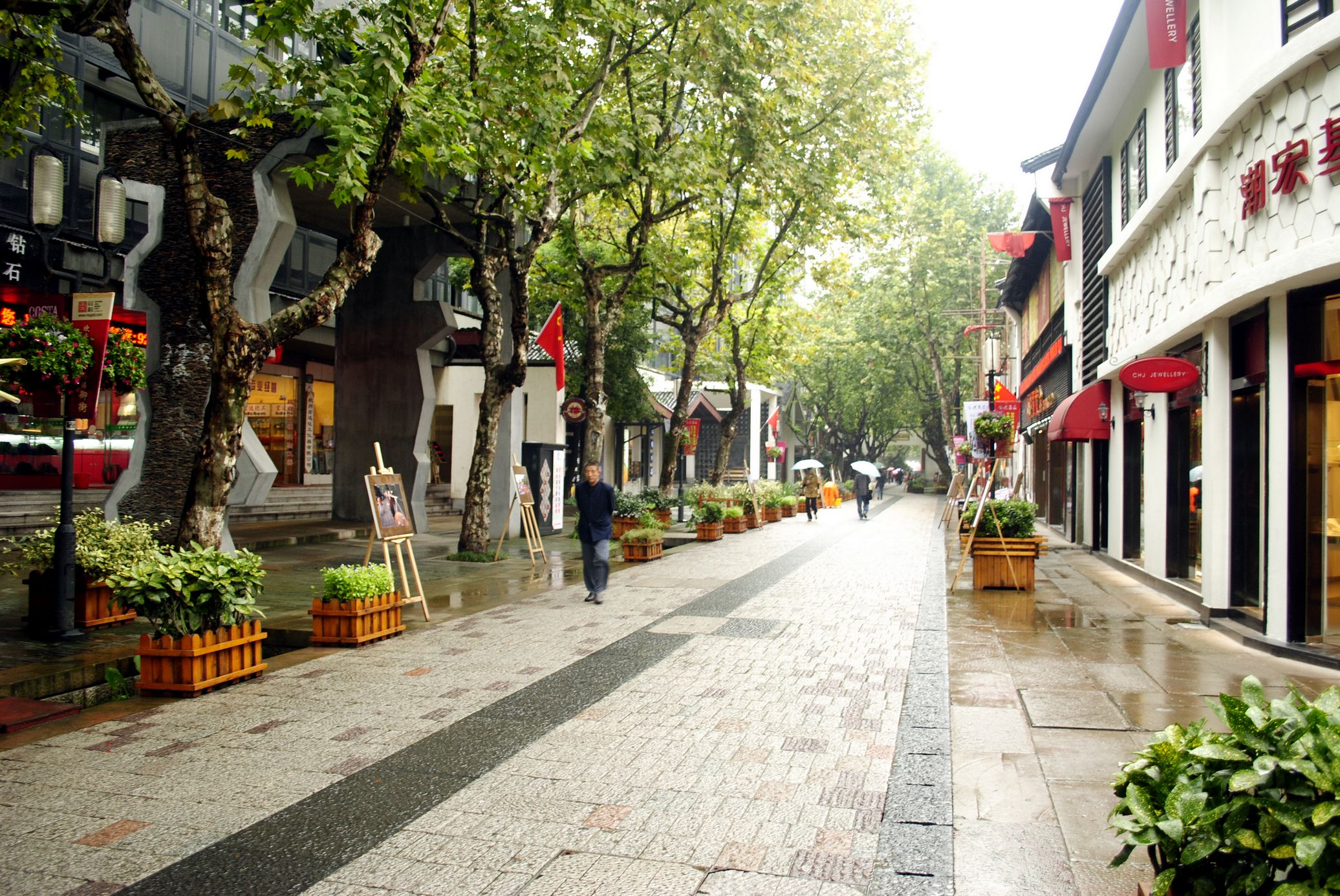 【雨中的小街摄影图片】杭州 南宋御街风光摄影